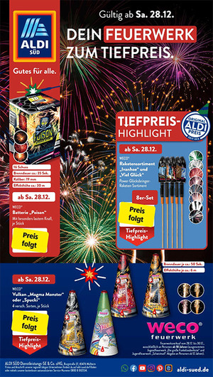 Aldi Süd Silvester 2024 Feuerwerk Prospekt