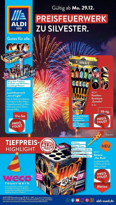 Aldi Süd Feuerwerk Prospekt – Silvester 2025