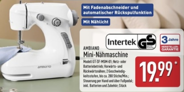AMBIANO Mini-Nähmaschine – Aldi Nord Angebot ab 18.09.2025