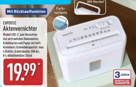 Expertiz Aktenvernichter – Aldi Nord Angebot ab 15.09.2025