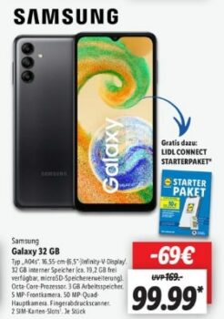 SAMSUNG Galaxy A04s Smartphone 32 GB Lidl Angebot ab 07.03.2024