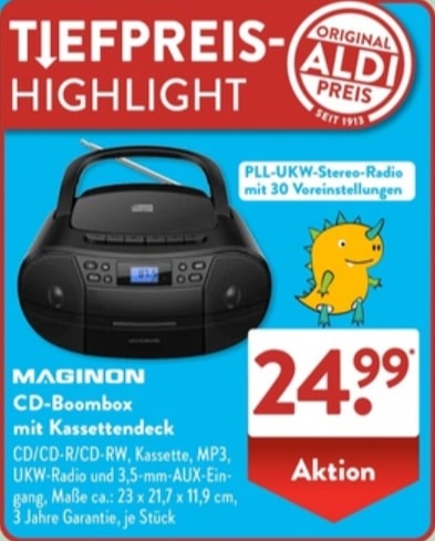 Maginon CD-Boombox – Aldi Süd Angebot ab 18.09.2025