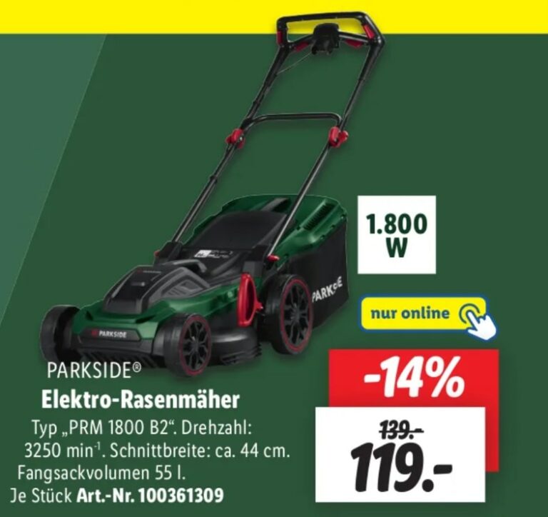 Parkside ElektroRasenmäher PRM 1800 B2 Lidl Angebot ab 19.02.2024