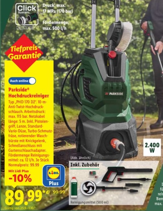 Parkside Hochdruckreiniger – Lidl Angebot ab 25.09.2025