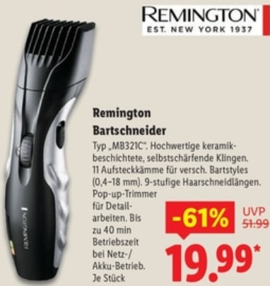 Remington Bartrasierer – Lidl Angebot ab 18.09.2025
