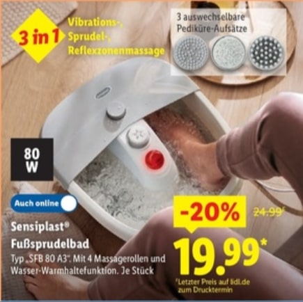 Sensiplast Fußsprudelbad – Lidl Angebot ab 18.09.2025